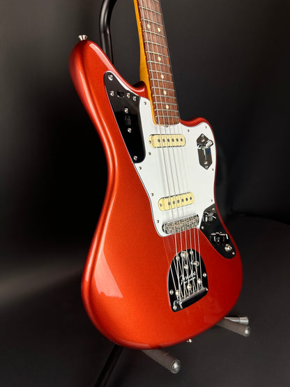 Front angle of Used 2016 Fender Johnny Marr Jaguar Metallic KO.