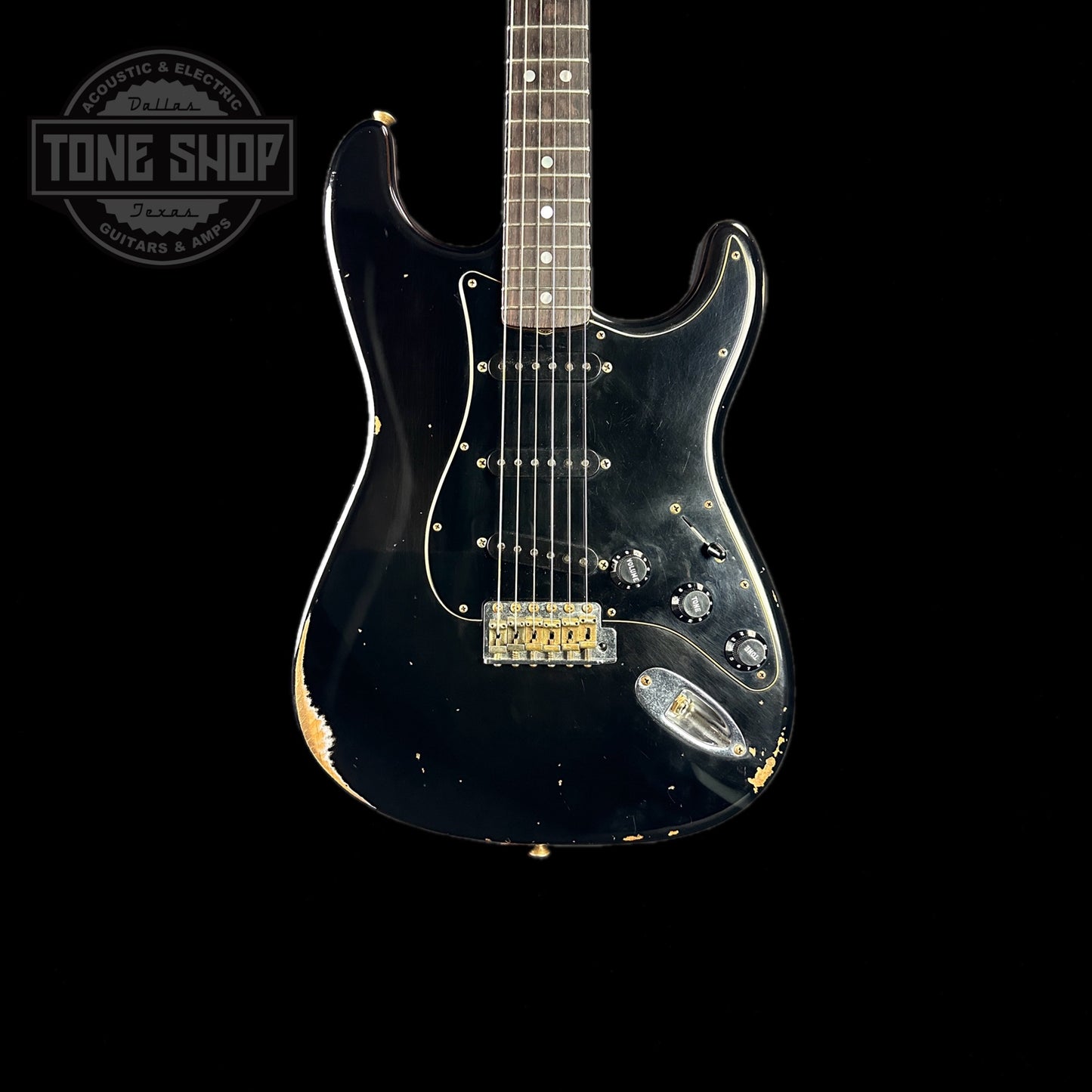 Front of body of Used 2021 Fender Custom Shop Empire 67 Strat Relic Black.