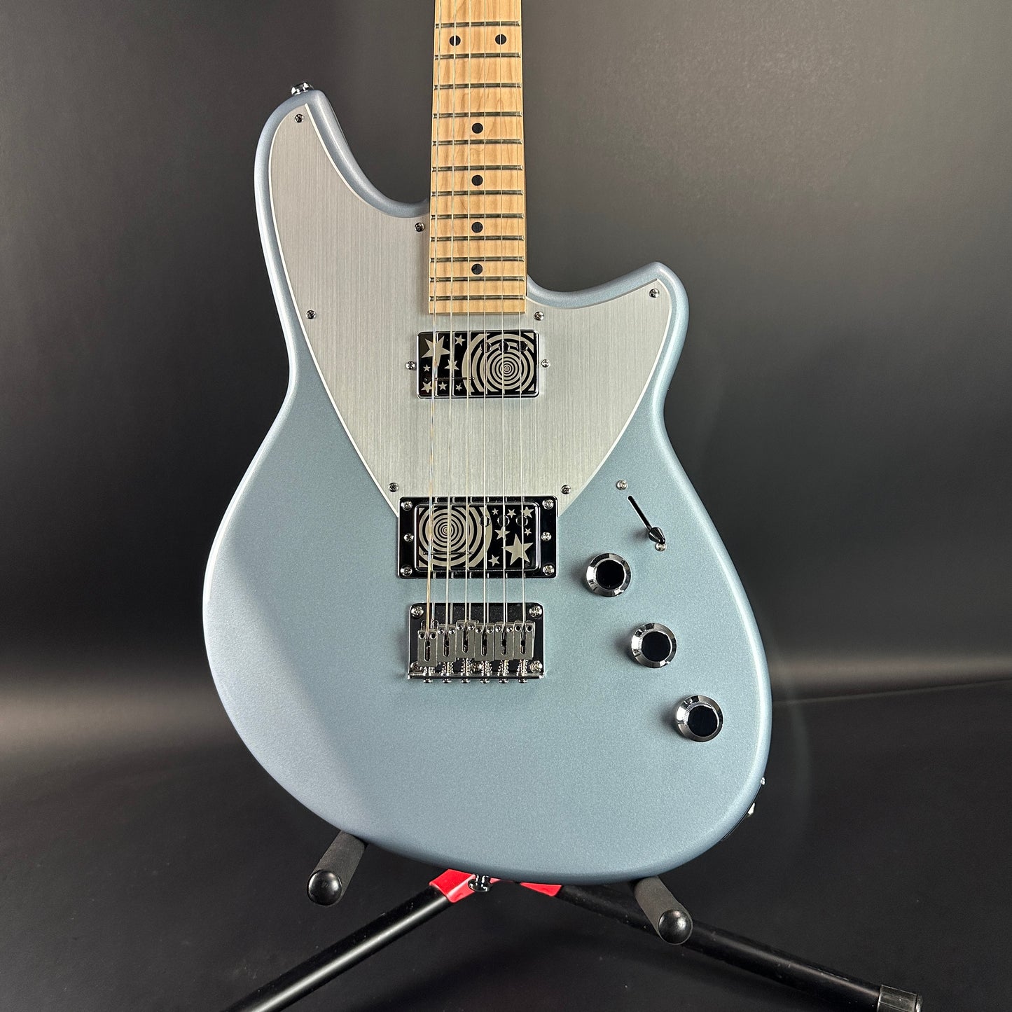 Front of Namm Demo Reverend Billy Corgan Z-One Silver Freeze.