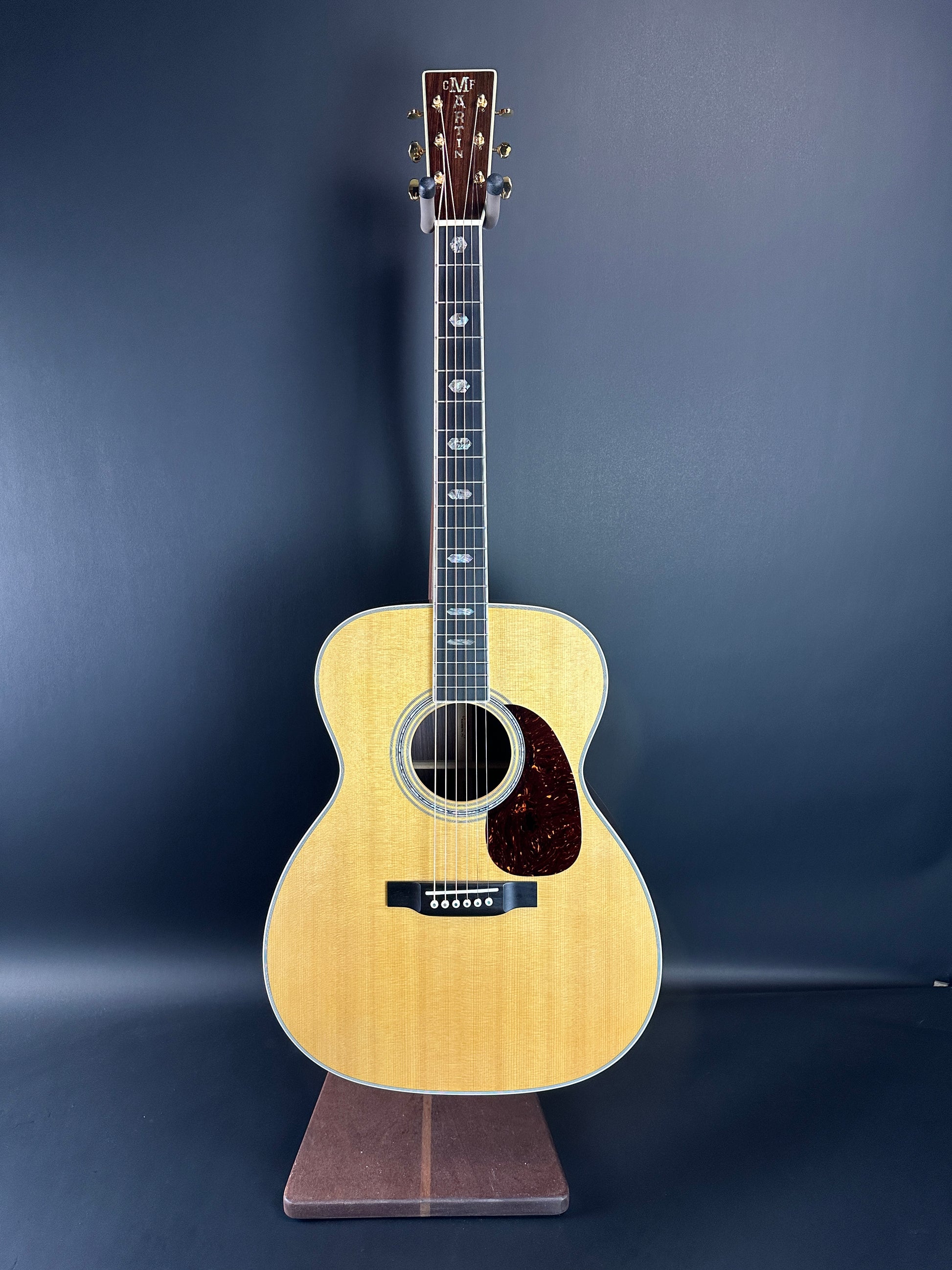 Full front of Used Martin J-40 Natural.