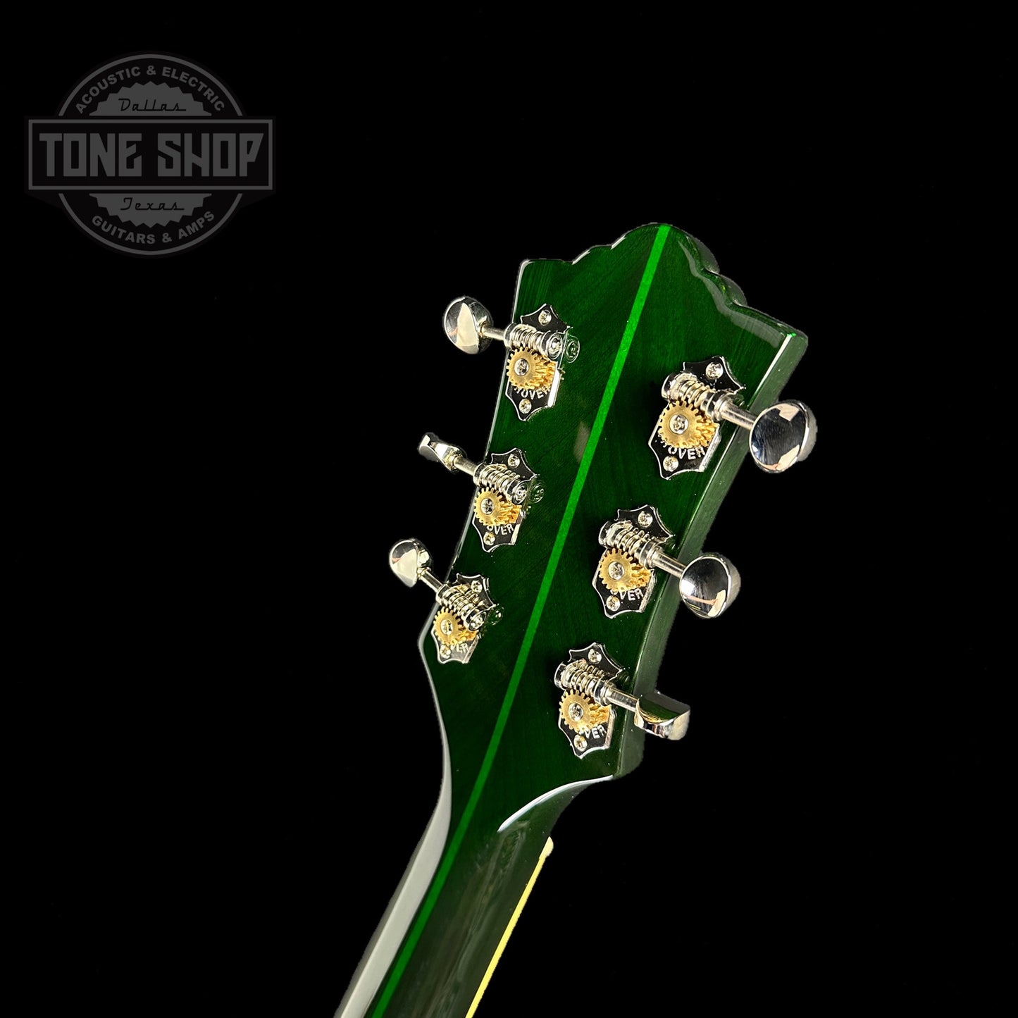 Back of headstock of Used Guild Starfire IV Green.