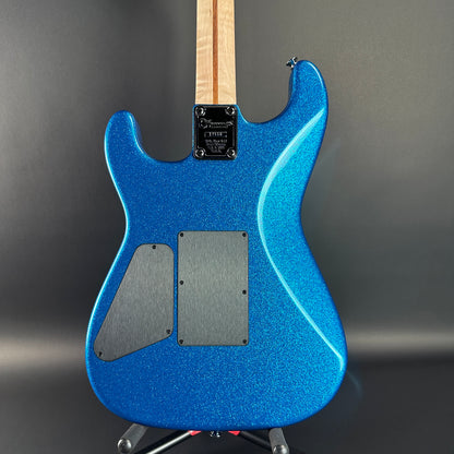 Back of Charvel Custom Shop San Dimas 2H FR Blue Sparkle.