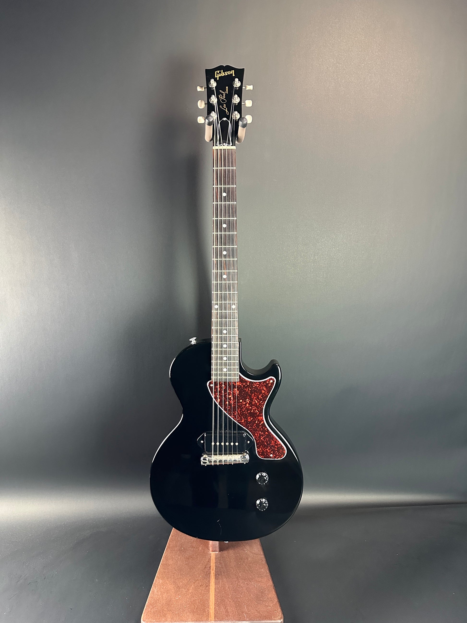 Full front of Used Gibson Les Paul Junior Ebony.