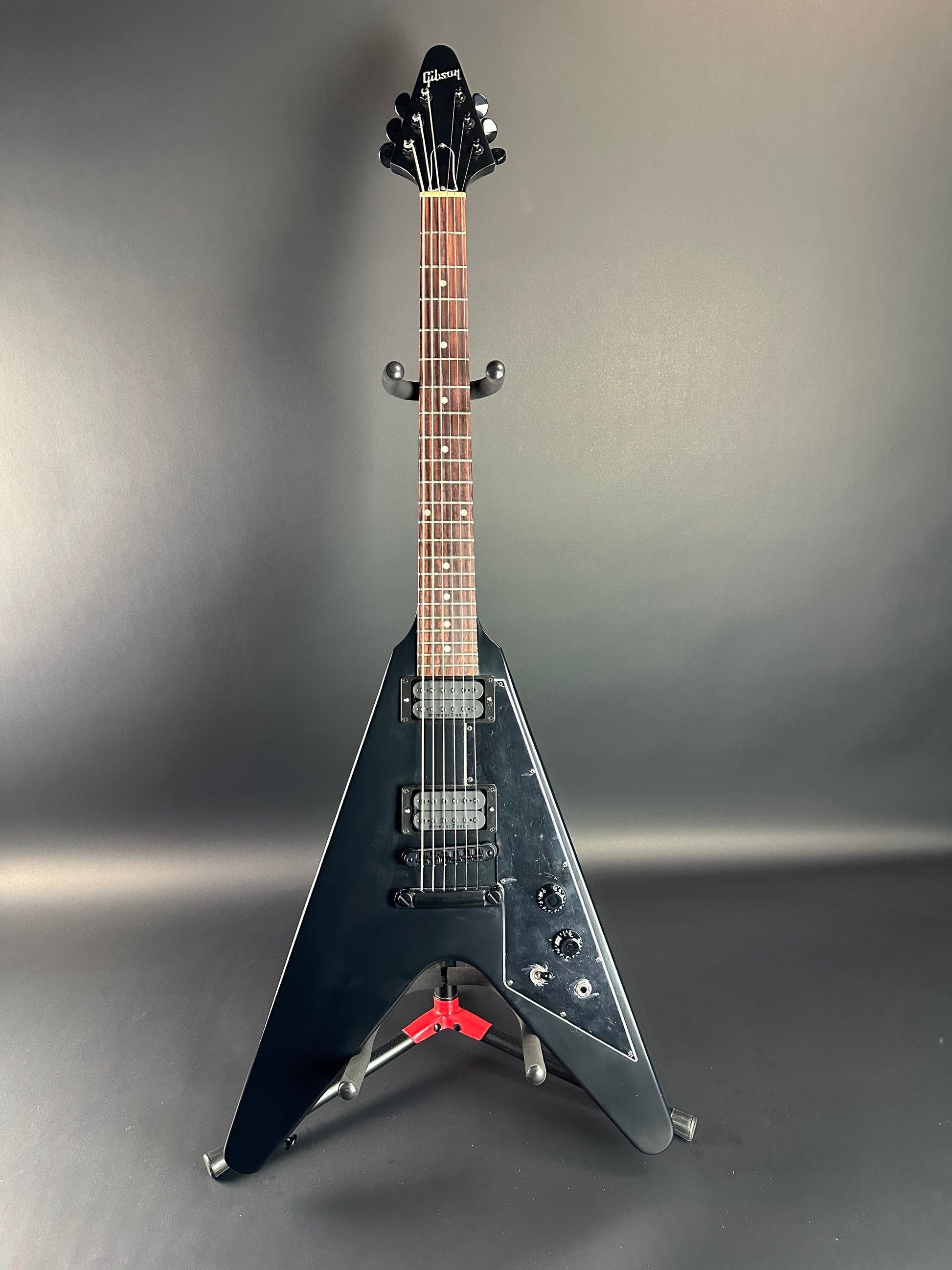 Full front of Used Gibson flying V B2 Black.