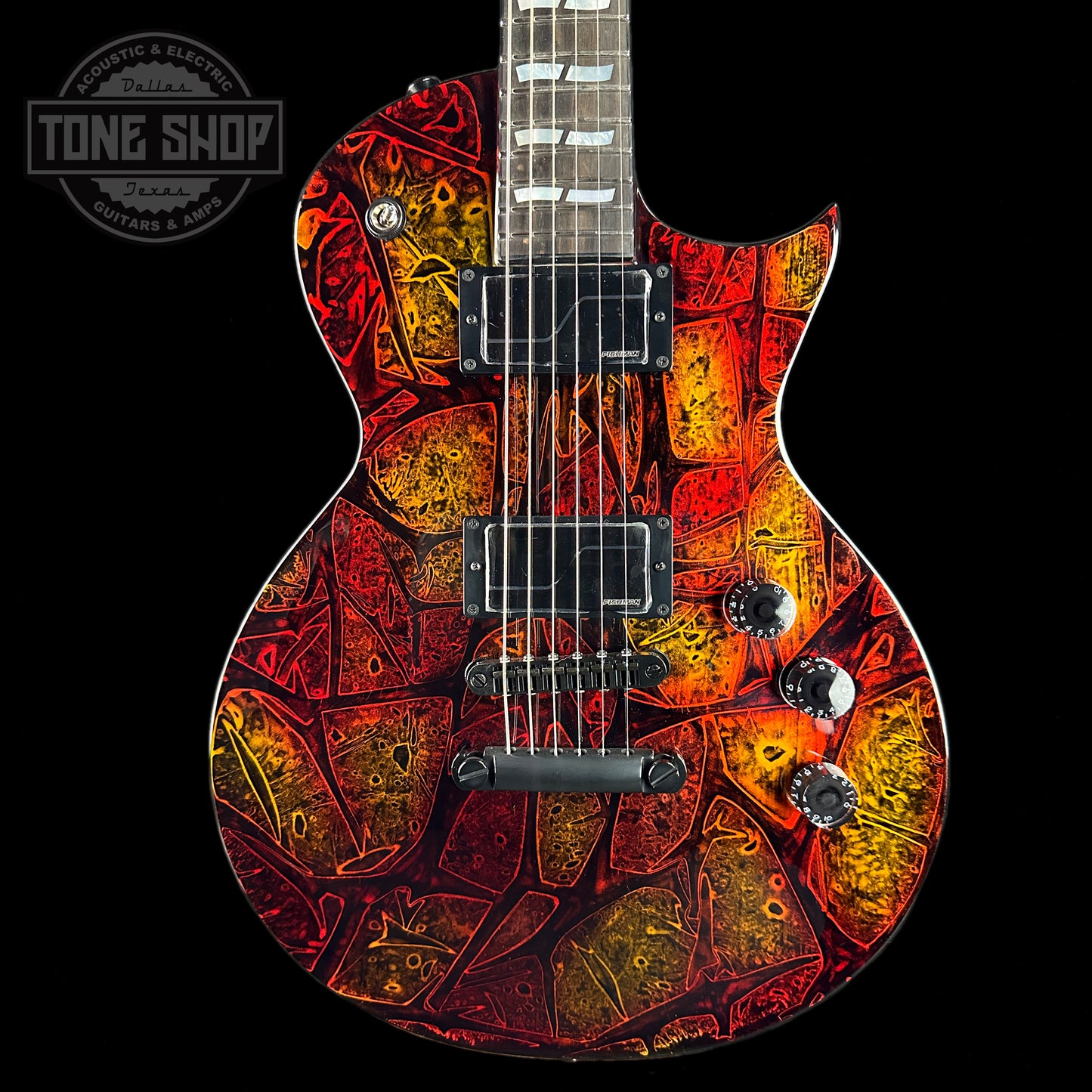 Front of ESP USA Eclipse Hellfire.