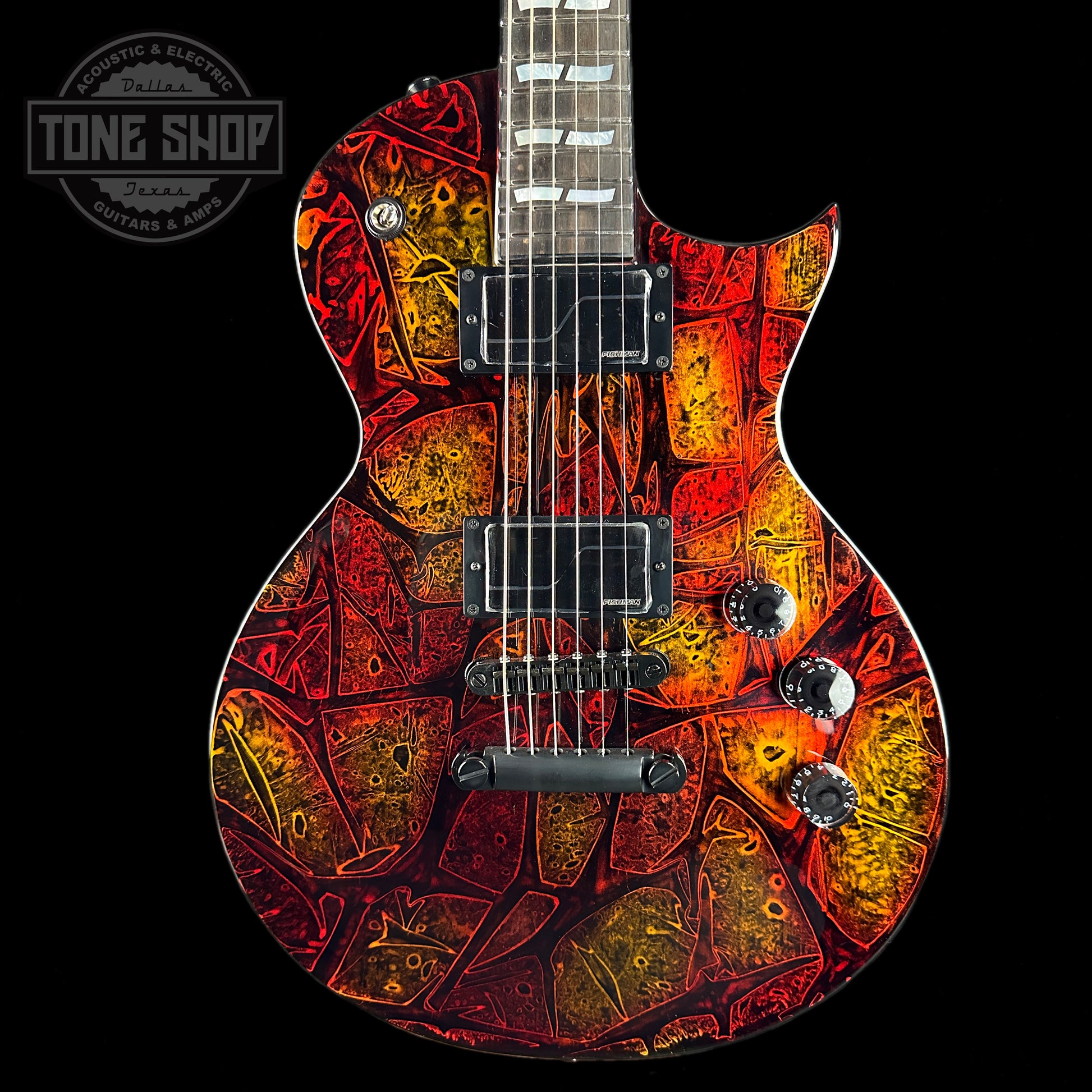 Front of ESP USA Eclipse Hellfire.