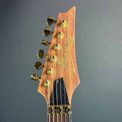 Front of headstock of Used Ibanez RG6PKAG.