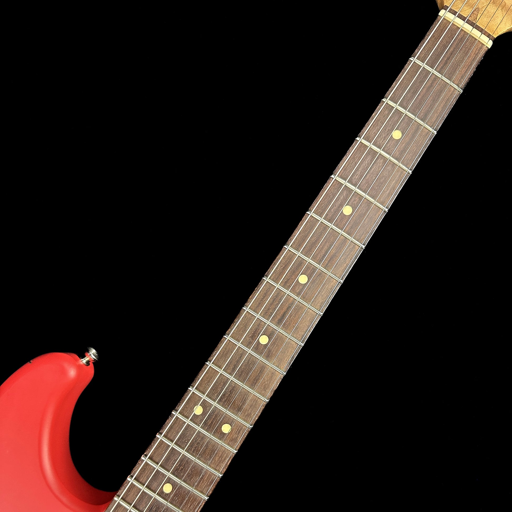 Fretboard of Used LSL Saticoy Fiesta Red.