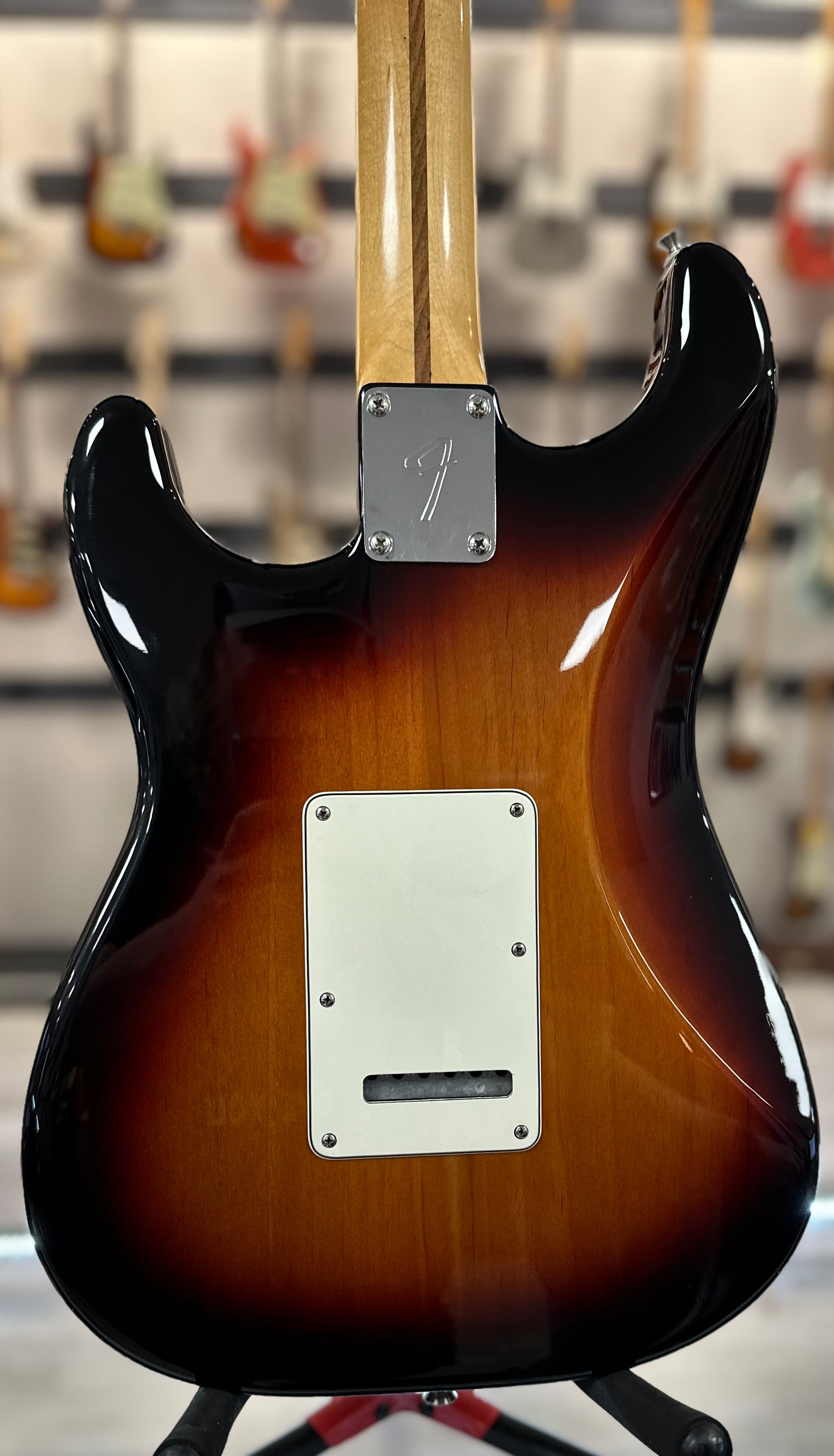 Back of Used Fender Player Series Stratocaster 3 Color Sunburst TSS4350