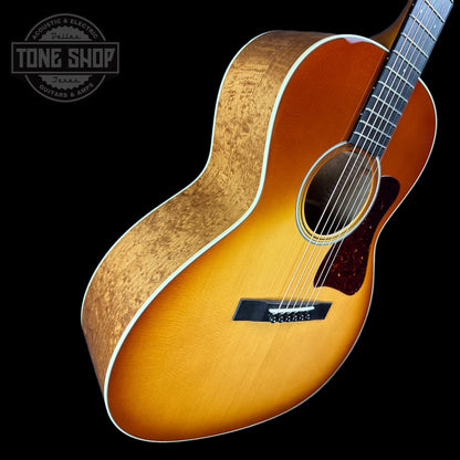 Front angle of Collings C10 Deep Body Western Sunburst Sitka/Bubble Maple.