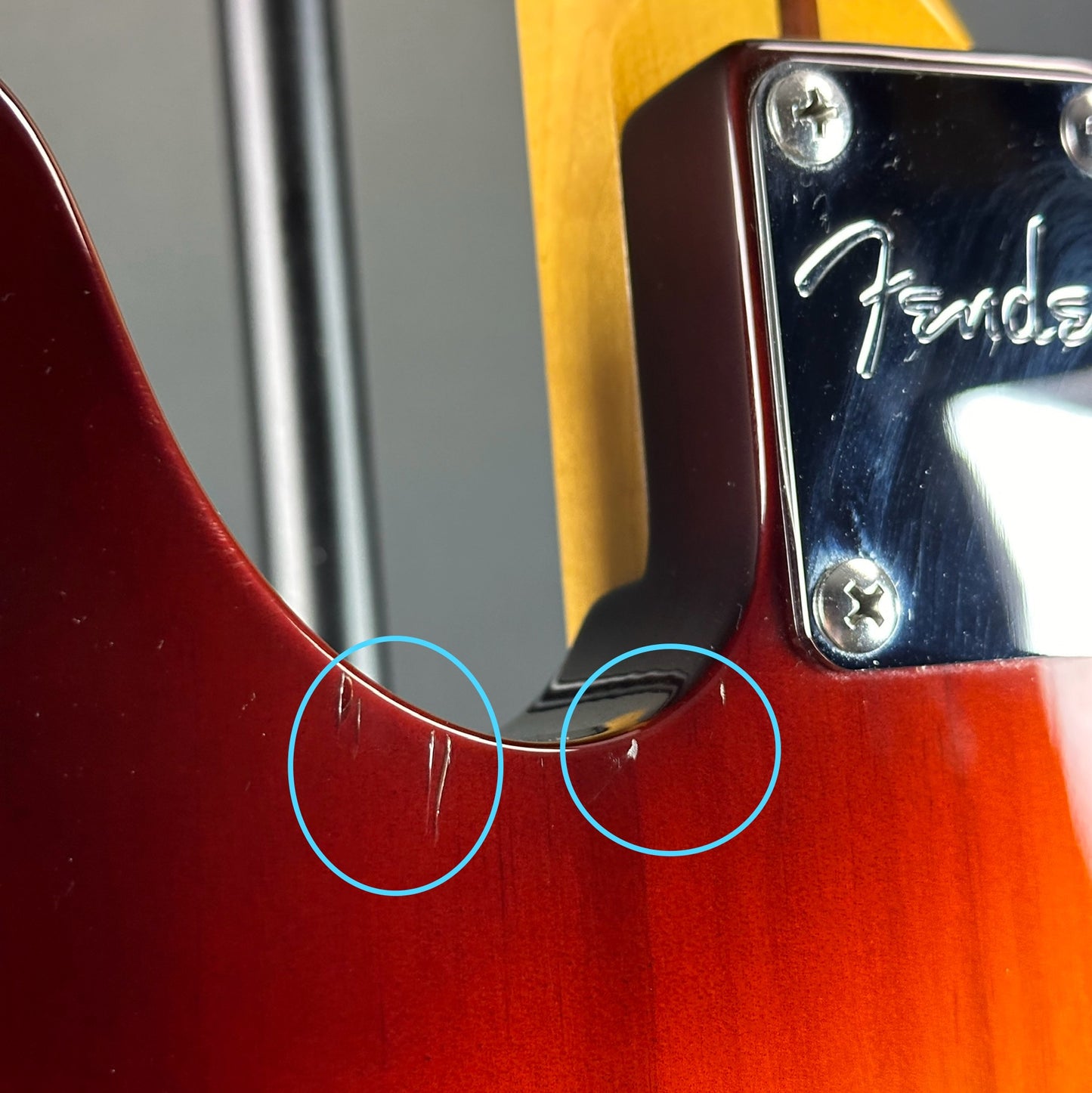 Marks on ack of Used Fender Modern Player Tele Plus.