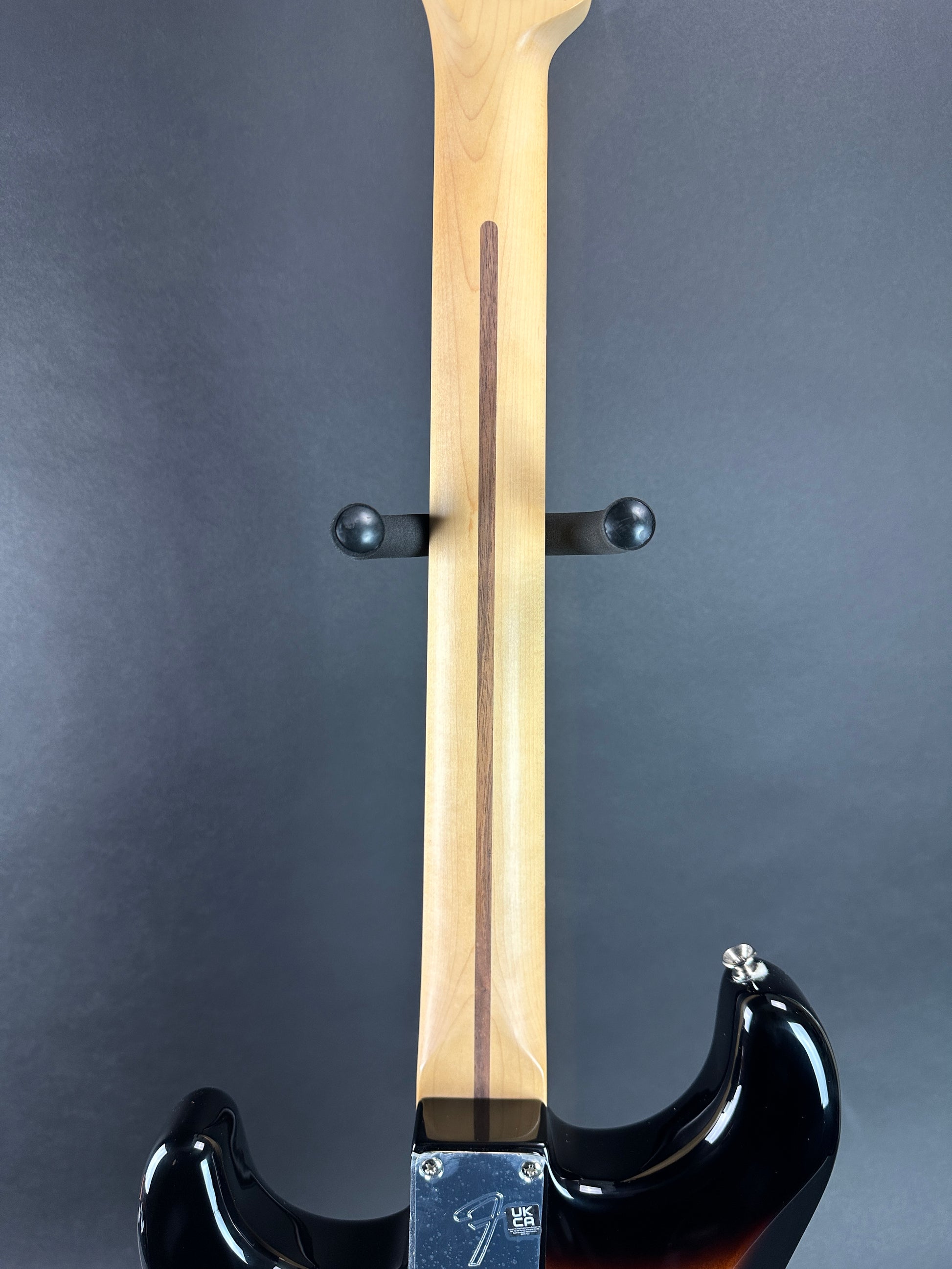 Back of neck of Used 2024 Fender Player Stratocaster Pau Ferro 2-Tone Sunburst.