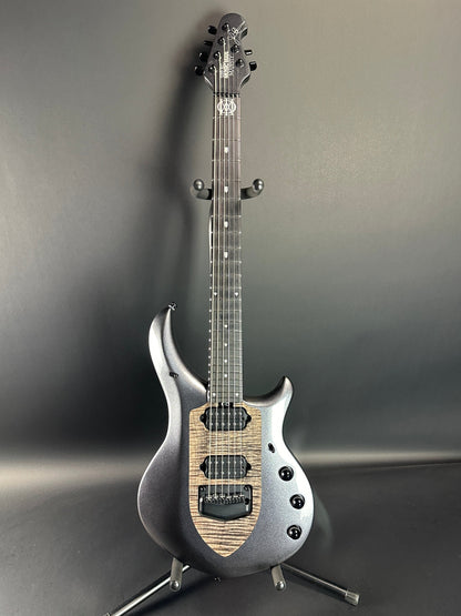 Full front of Used Ernie Ball Musicman Majesty 6 John Petrucci Smoked Pearl.