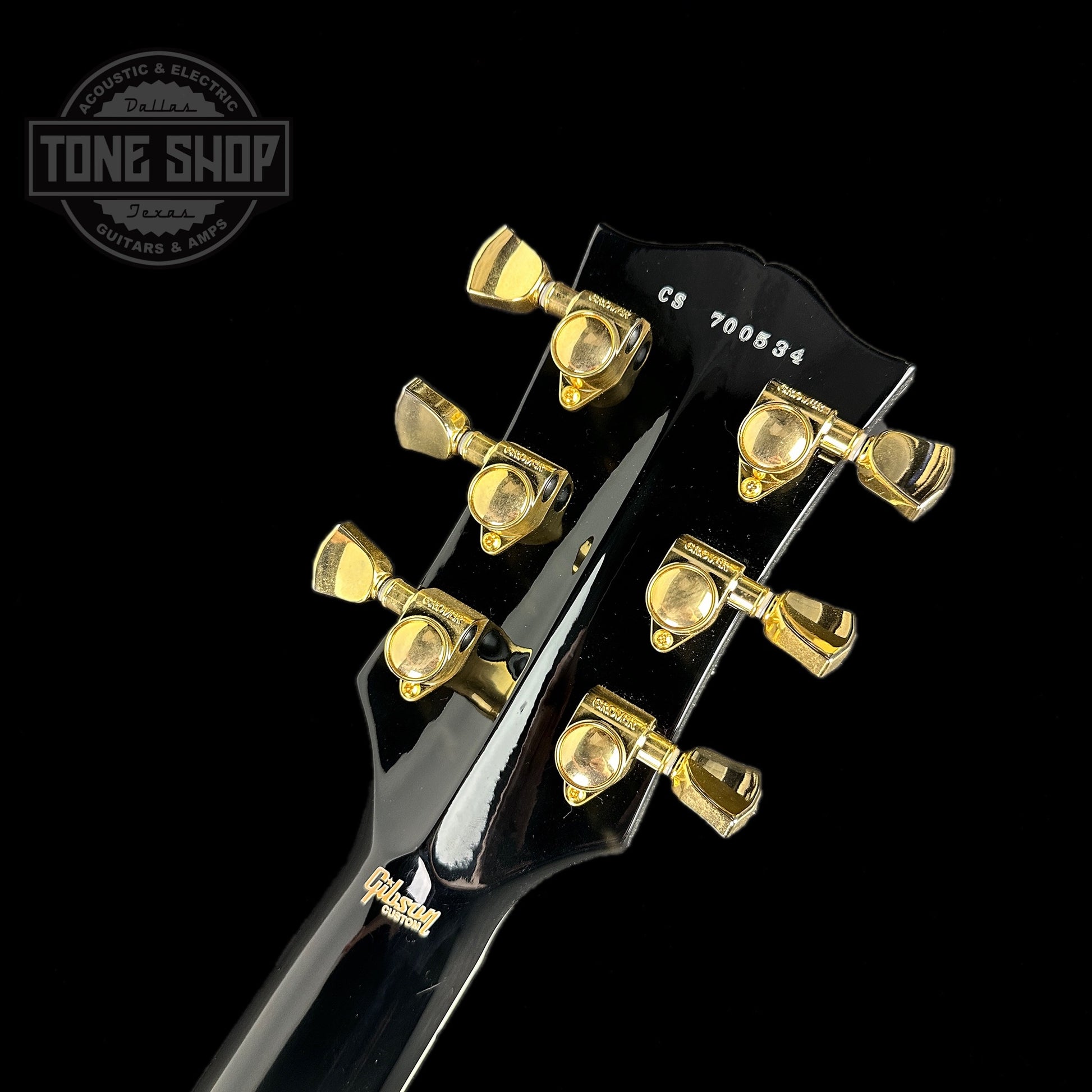 Back of headstock of Used Gibson Custom Shop Axcess Ebony.