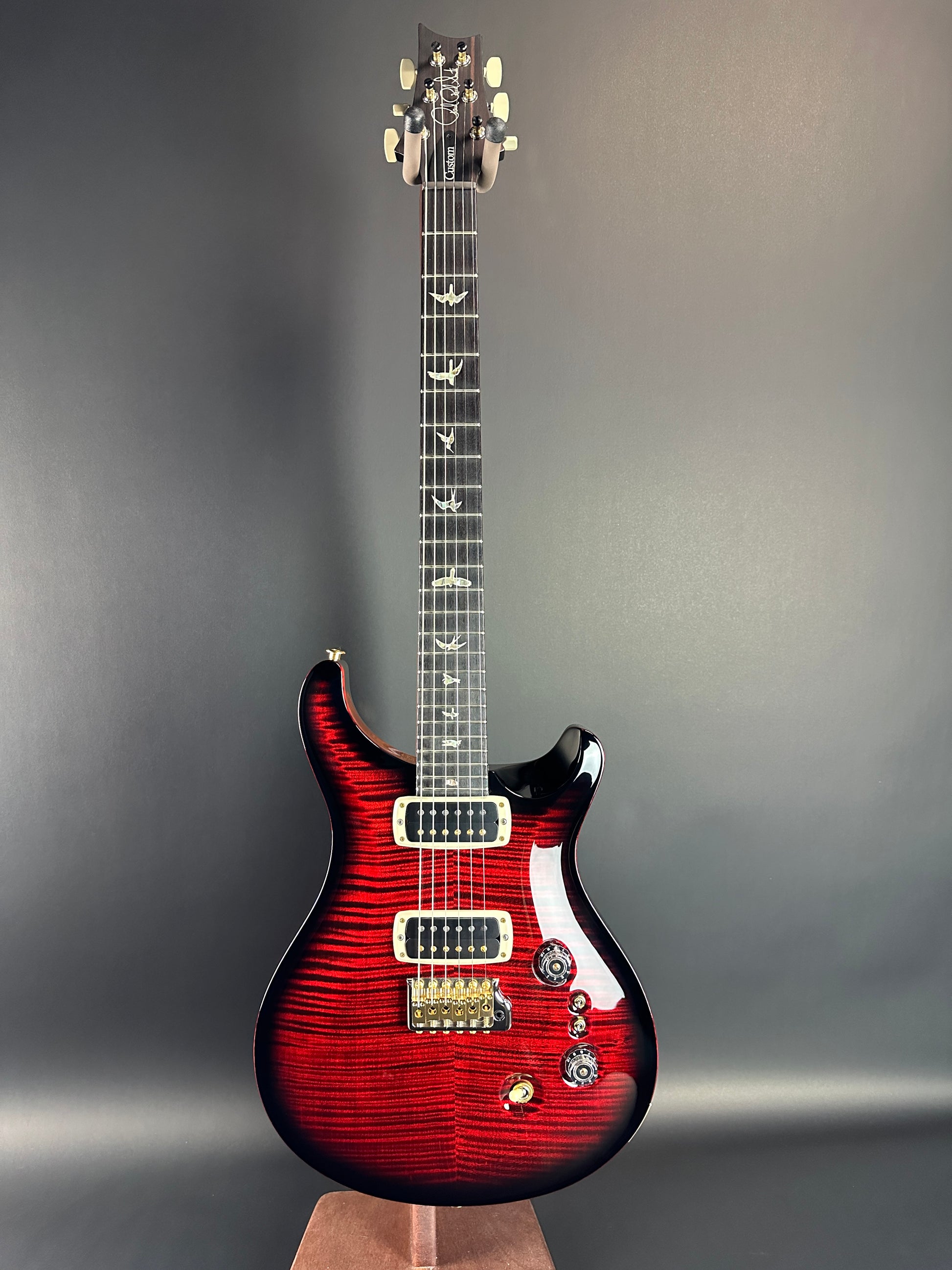 Full front of PRS Custom 24-08 10 Top Fire Smokeburst.