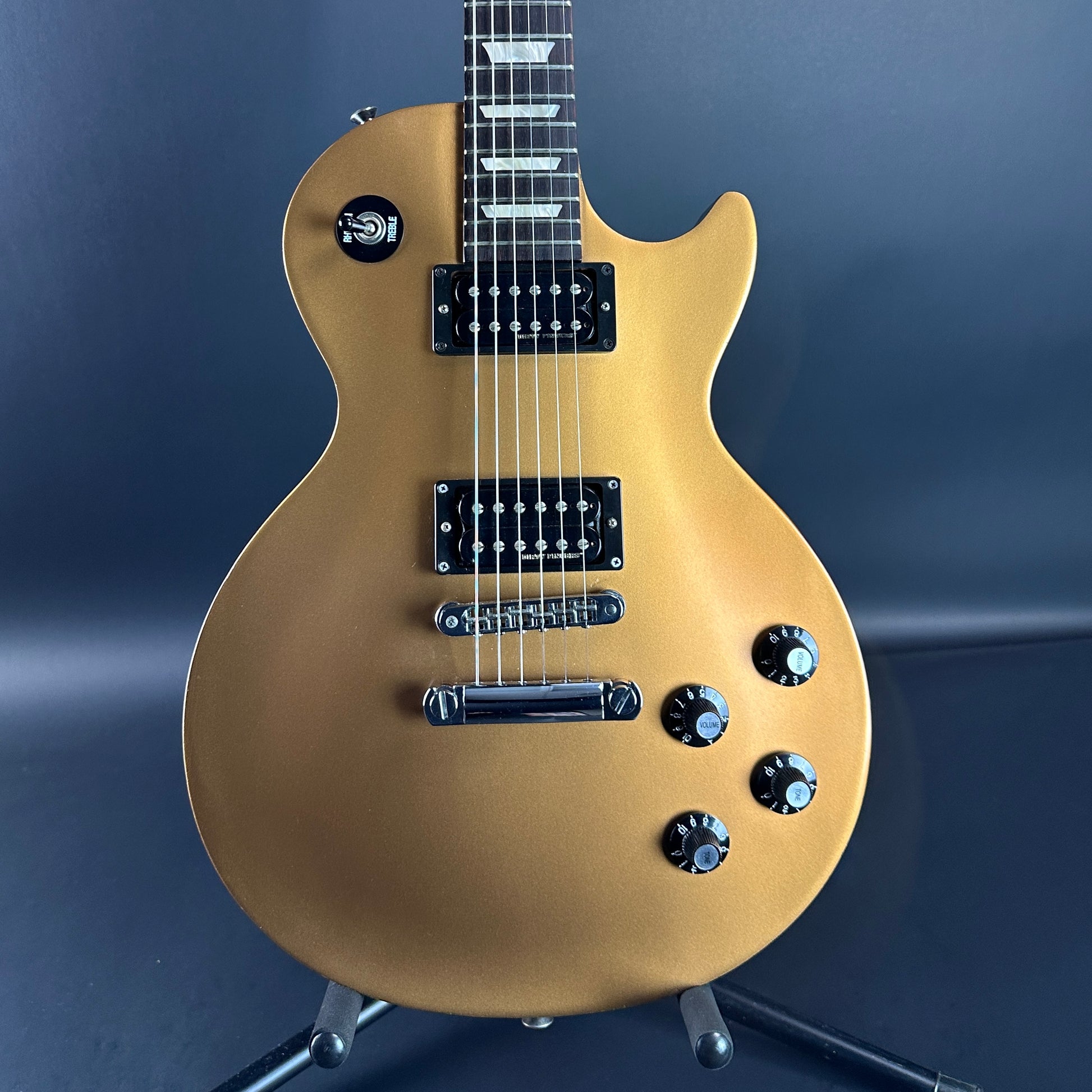 Front of Used Gibson Les Paul 70's Tribute Gold Top.