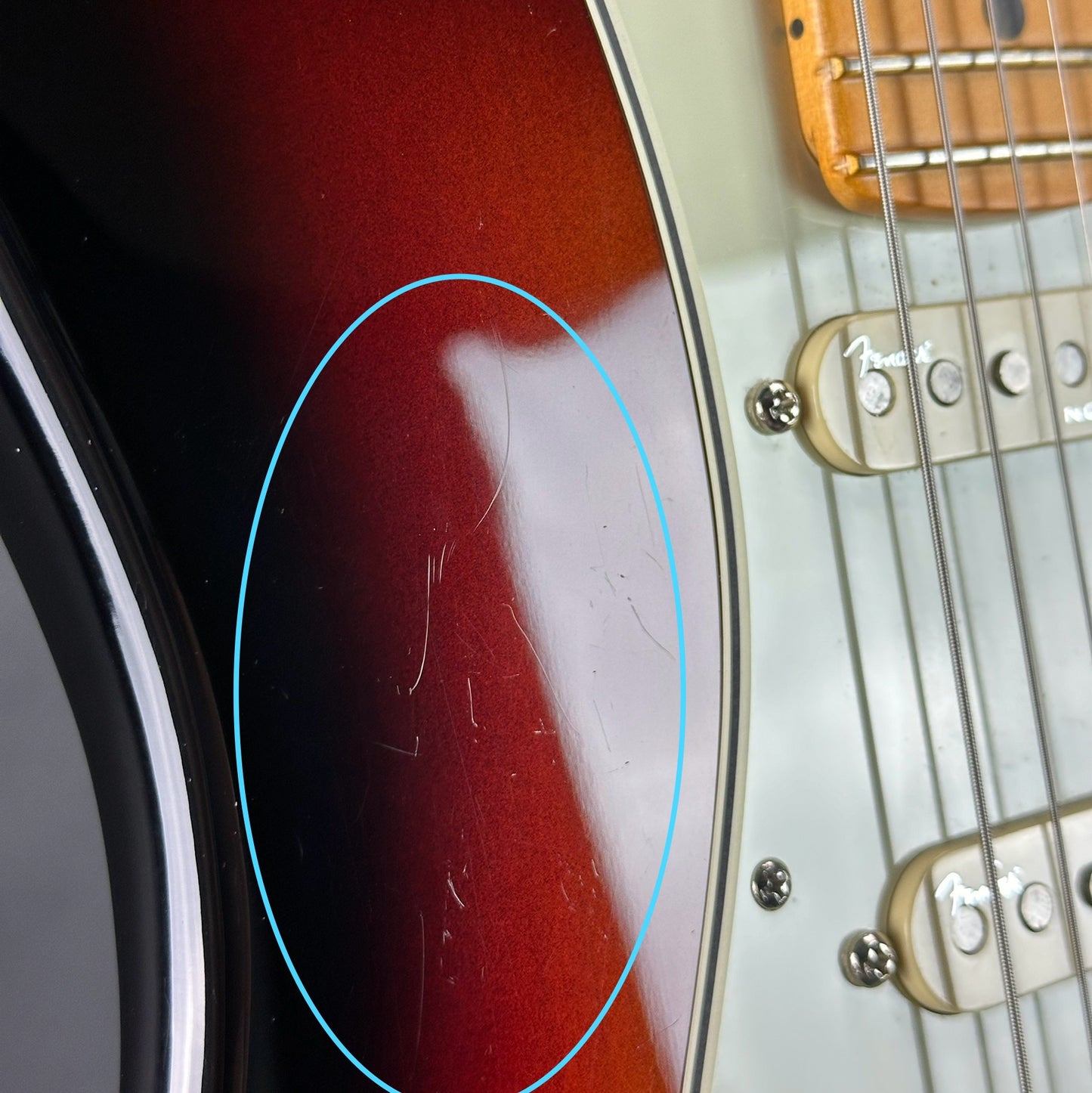 Scratches on Used 2022 Fender American Ultra Strat Ultraburst.