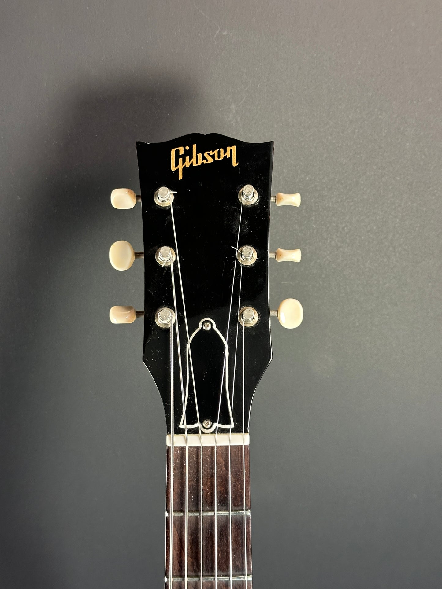 Front of headstock of Used Gibson SG Jr Cherry.