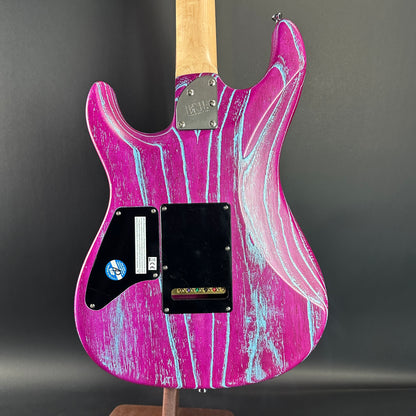 Back of Used ESP Custom Shop Snapper Drift Wood Indigo Purple.