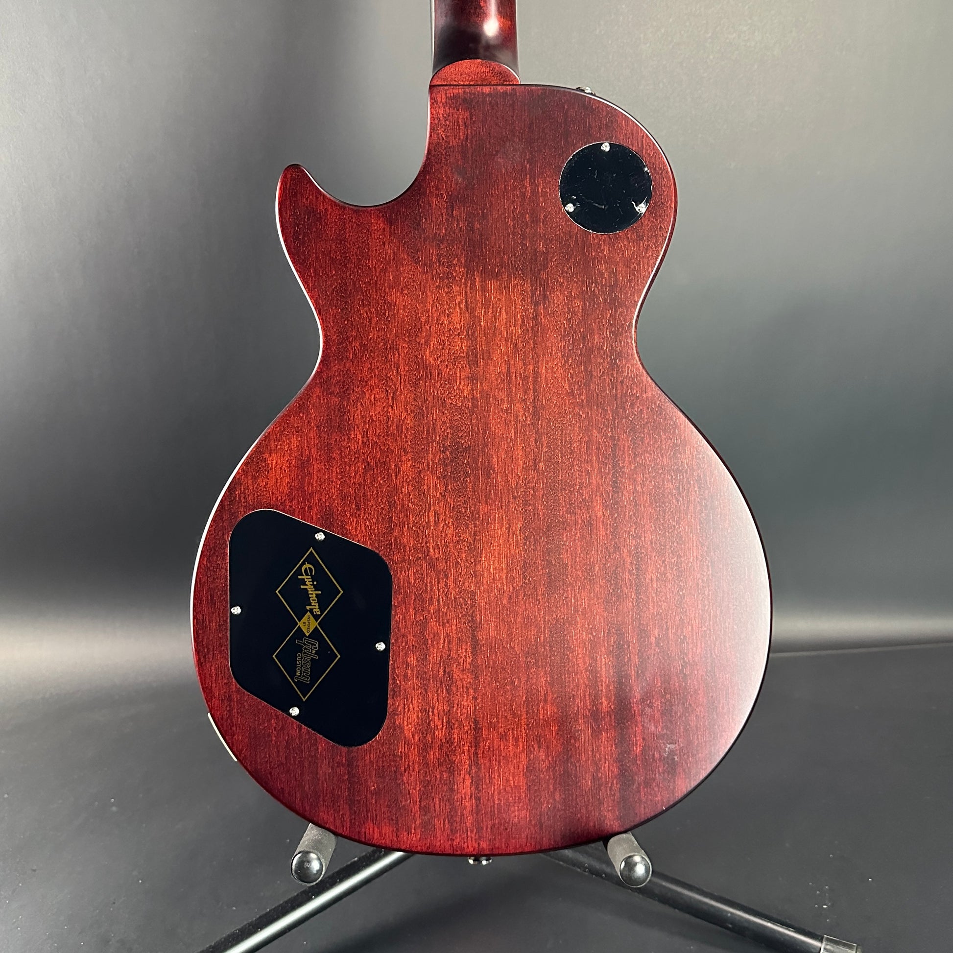 Back of Used Epiphone Inspired by Gibson Custom 1959 Les Paul Standard Tobacco Sunburst.