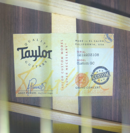 Custom sticker for Used Taylor Custom GC Stripey Cedar & Rosewood w/ "Super Necessary" Custom Label w/case TSS4826