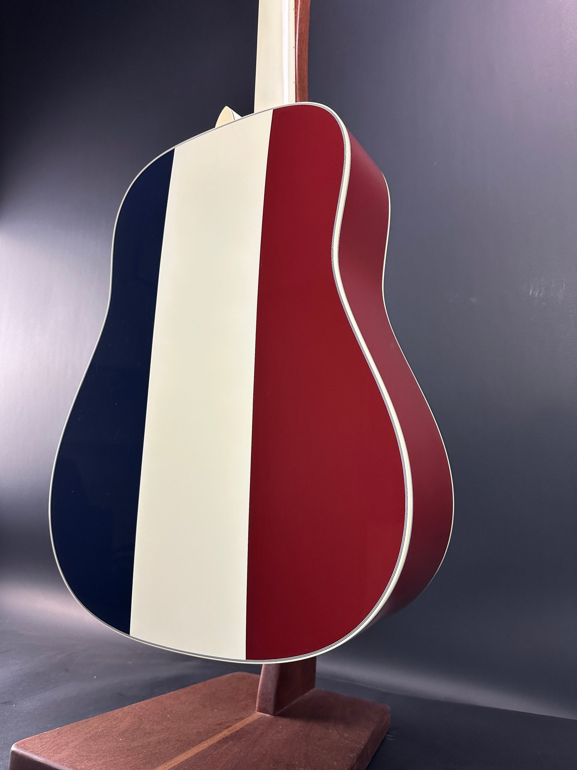 Back angle of Used Martin Custom Shop D-28 Red/White/Blue Adirondack/EIR.