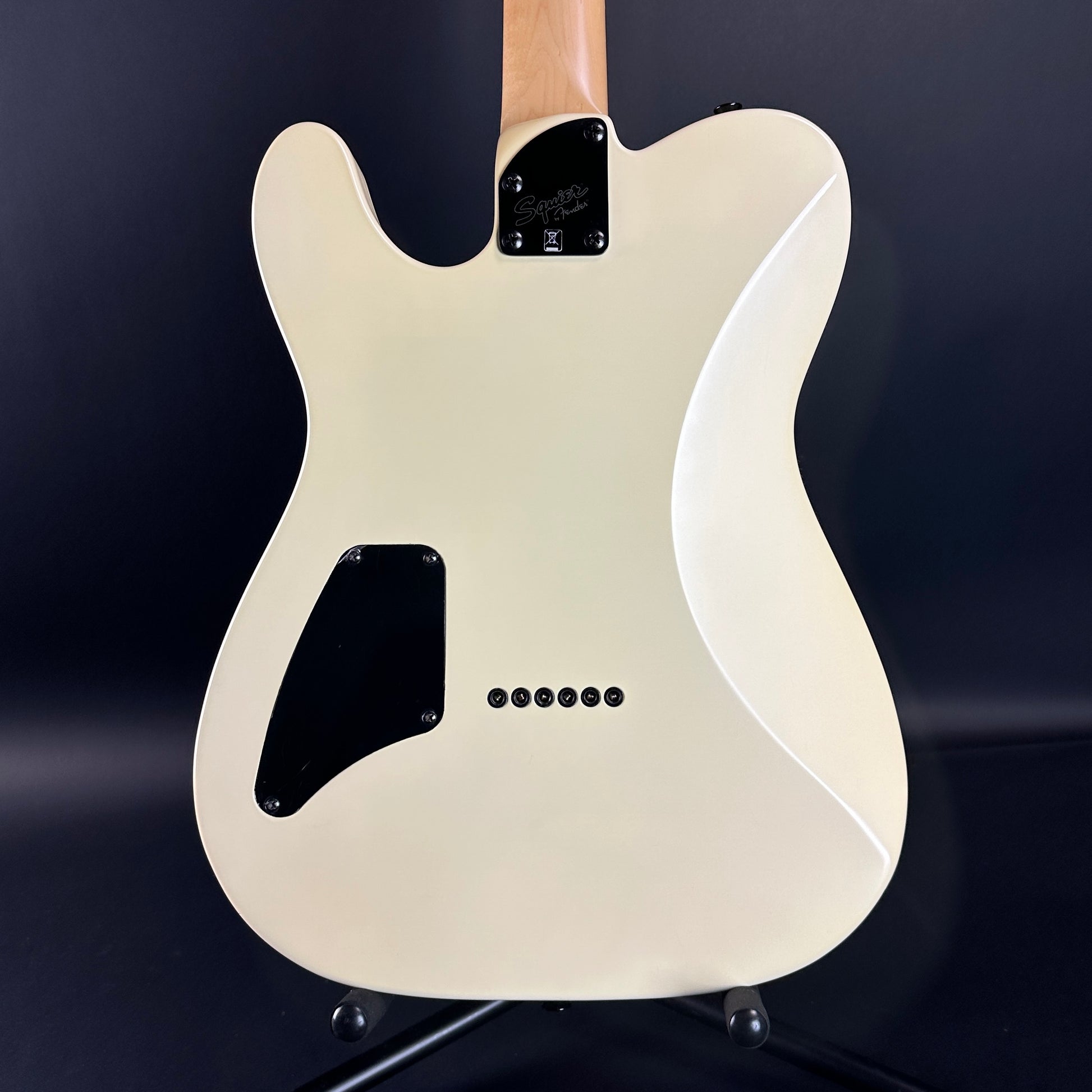 Back of Used Squier Jim Root Tele White.