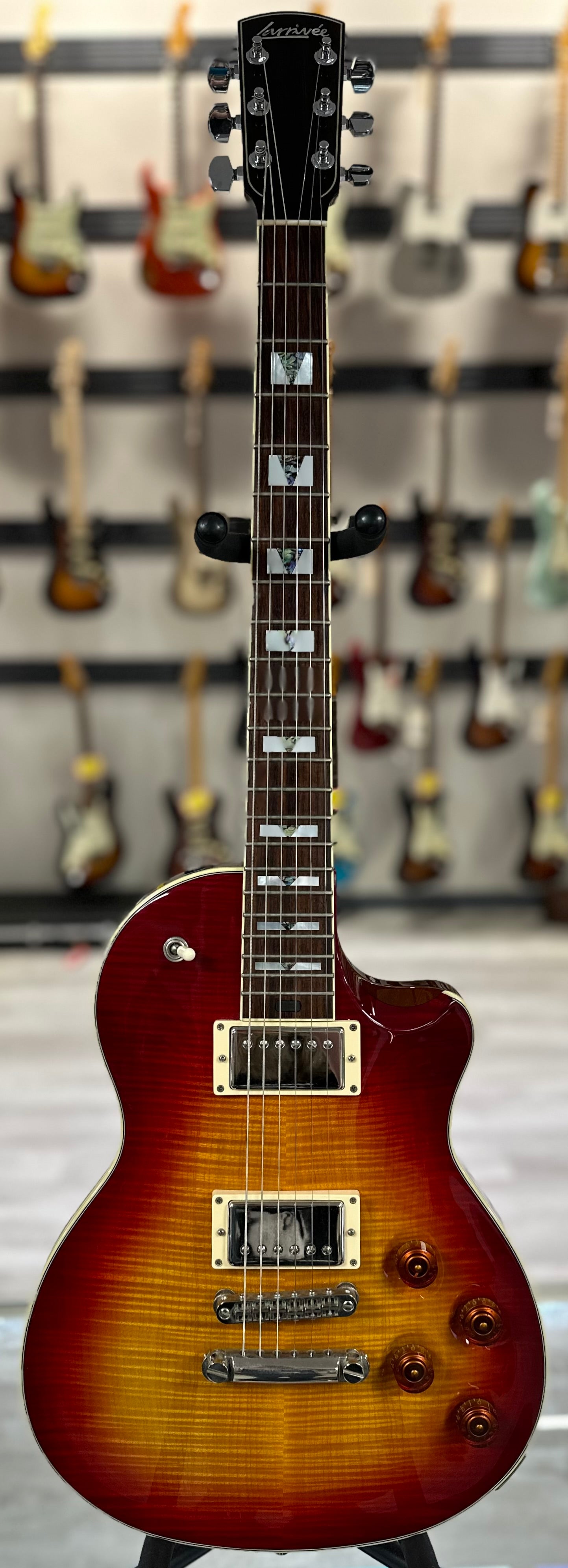 Full front of Used Larrivee RS4 Cherry Burst w/case TSS4353