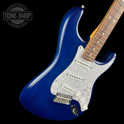 Front angle of Used 2021 Fender Cory Wong Stratocaster Saphire Blue.