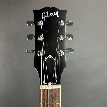 Front of headstock of Used Gibson Kirk Hammett Greeny Les Paul Standard.