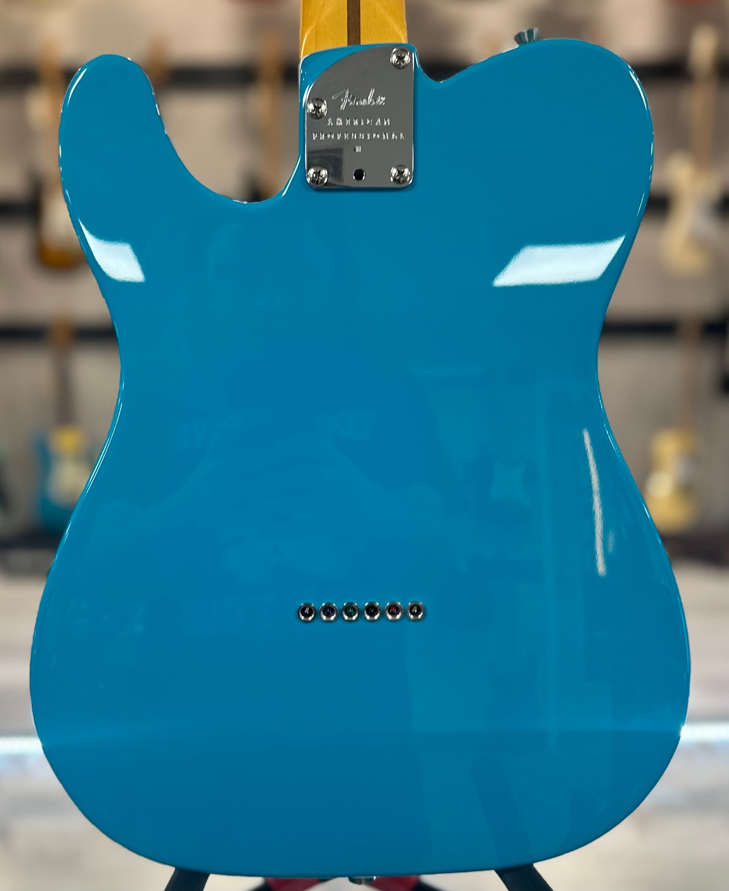 Back of Used American Professional II Telecaster Miami Blue w/case TSS4295