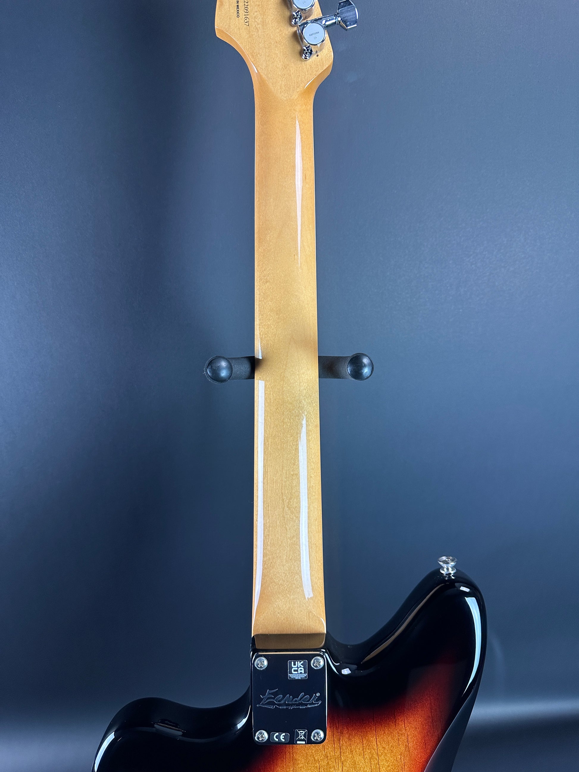 Back of neck of Used Fender Kurt Cobain Jaguar 3-Color Sunburst.