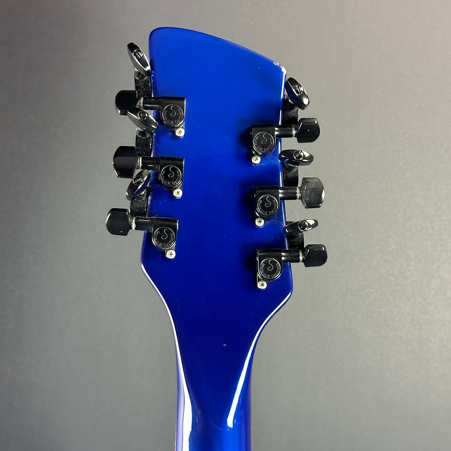 Back of headstock of Used 1988 Rickenbacker 620 Midnight Blue.