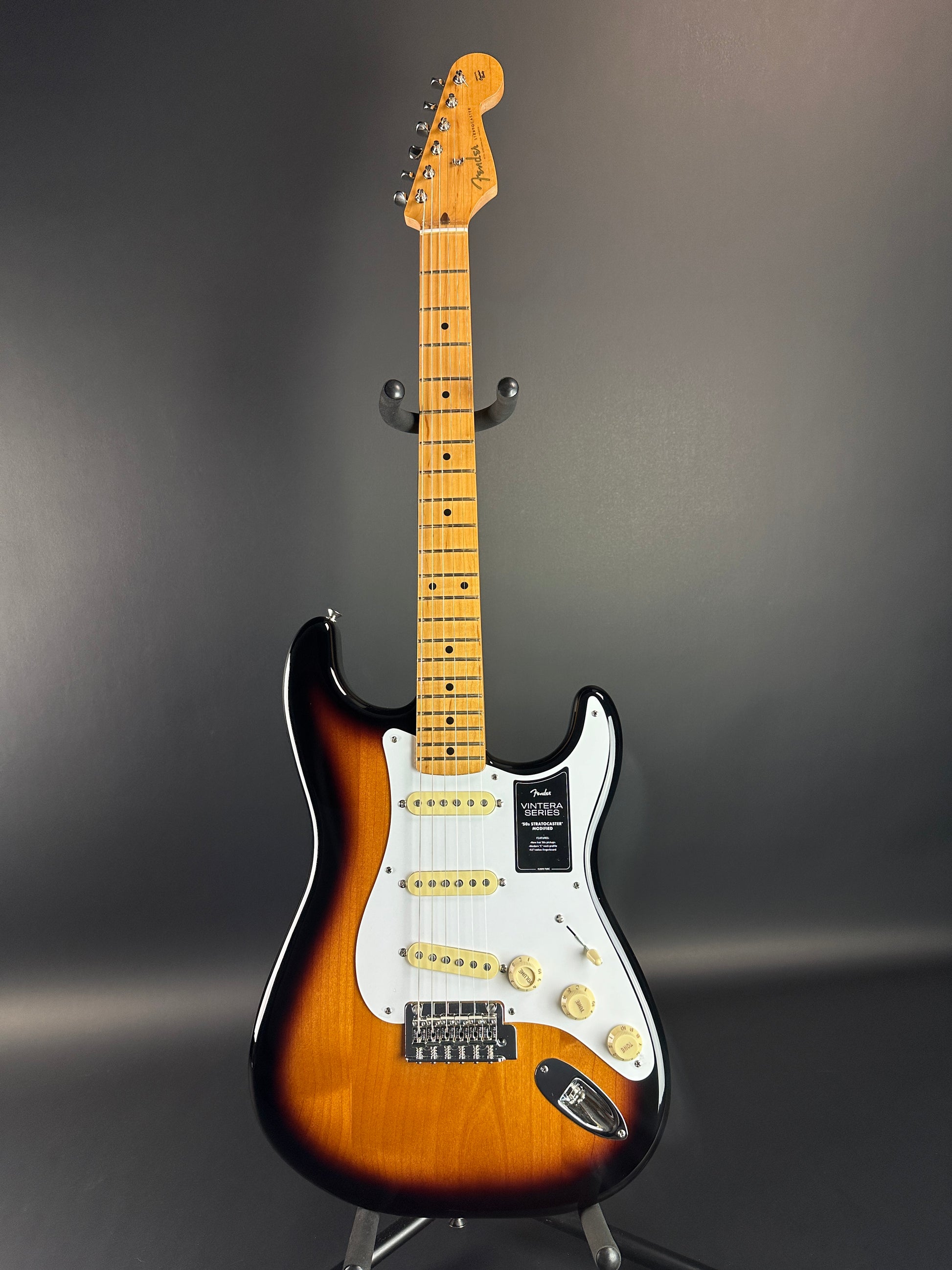 Full front of Used Fender Vintera 50s Stratocaster Modified 2-Tone Burst.