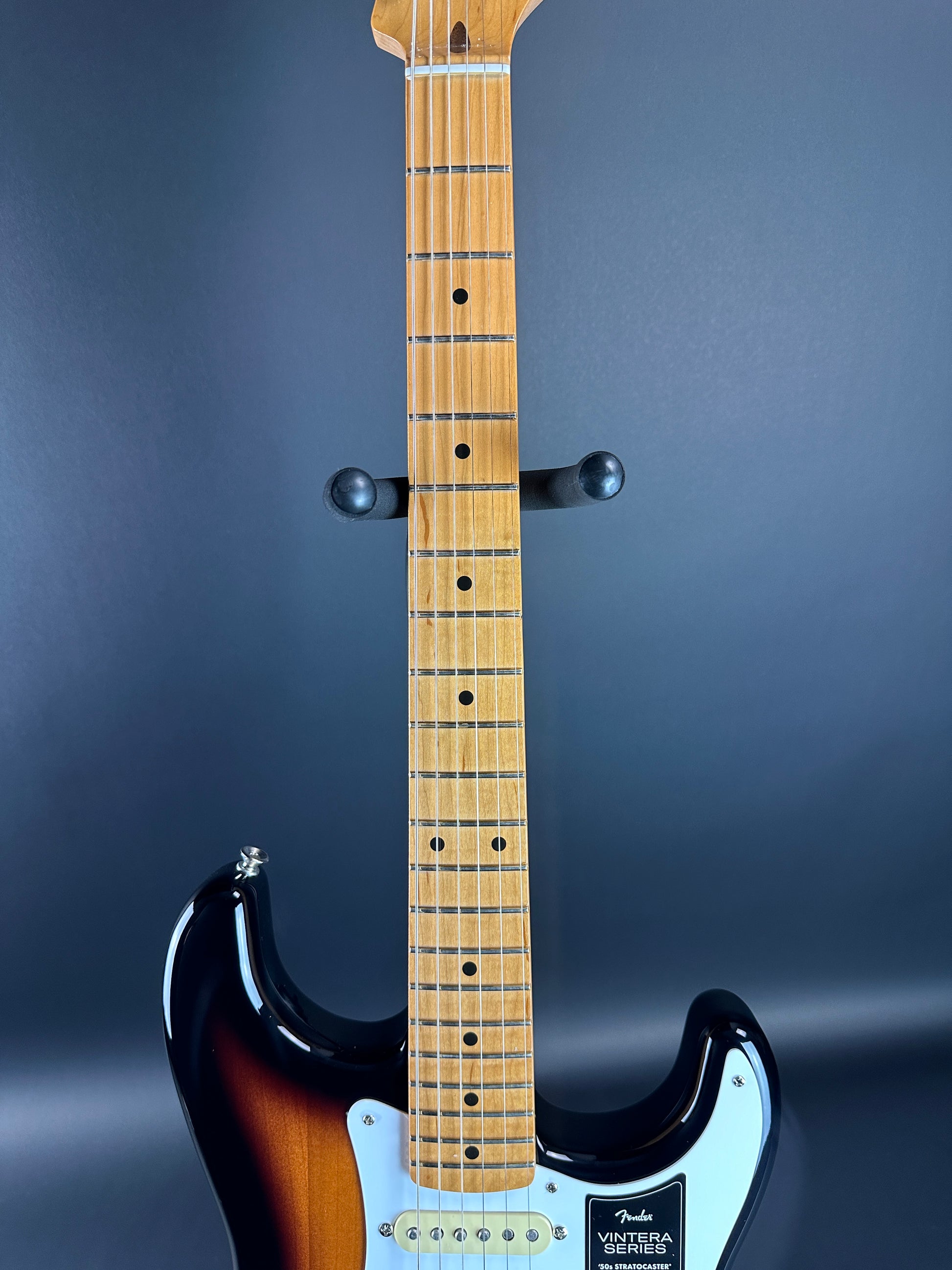 Fretboard of Used Fender Vintera 50s Stratocaster Modified 2-Tone Burst.