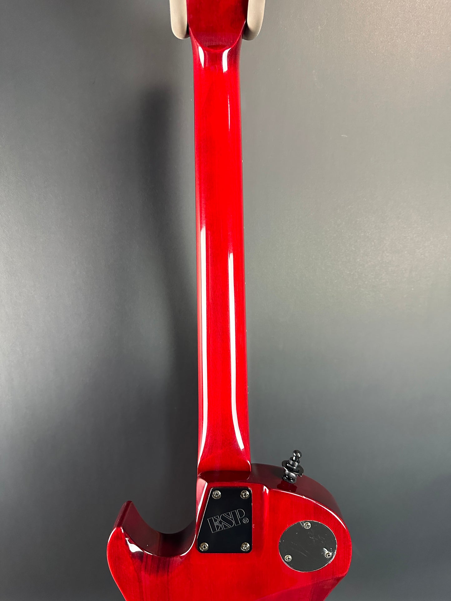 Back of neck of Used LTD EC-100QM Fire Red.