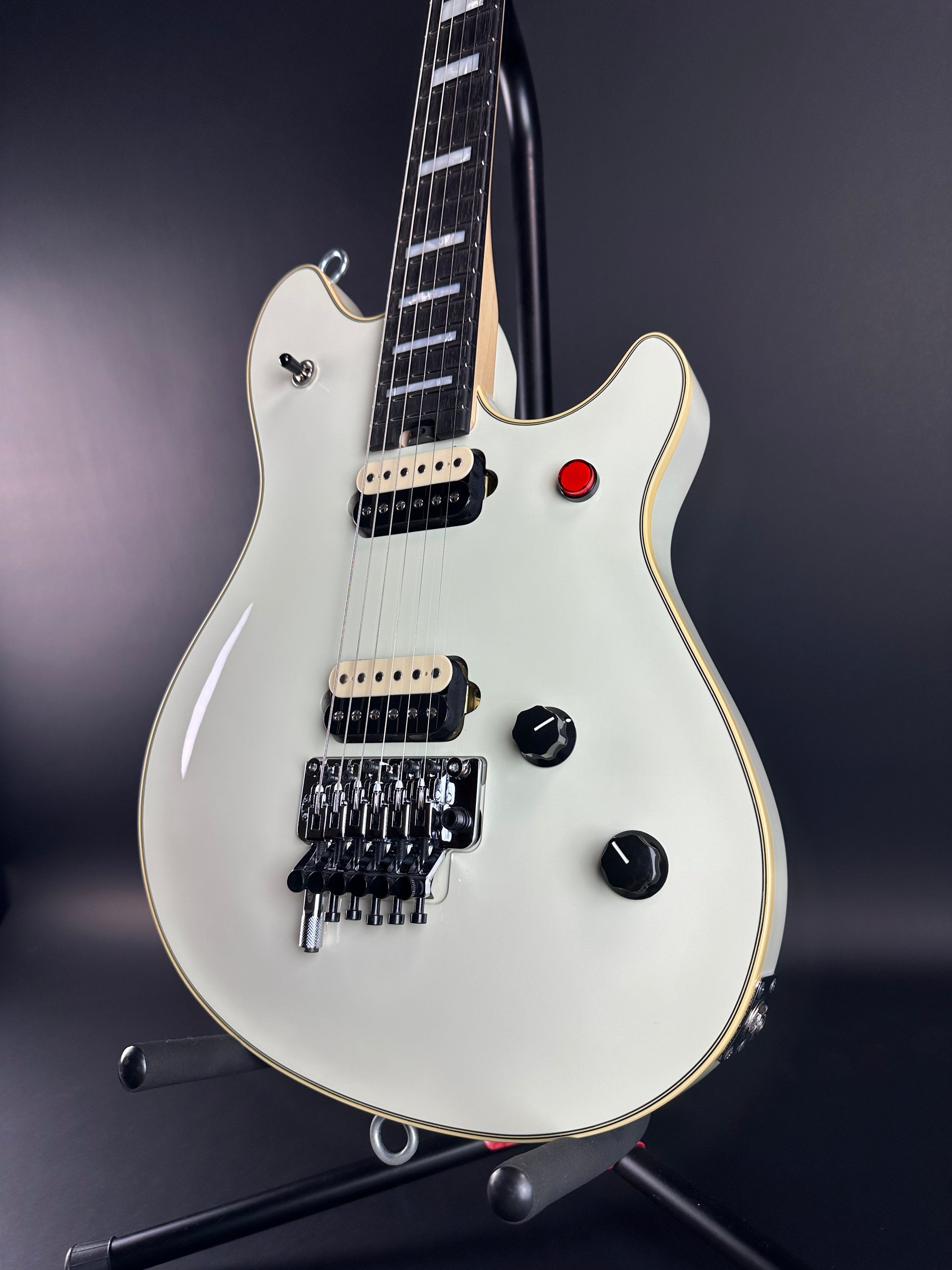 Front angle of Used EVH MIJ Series Wolfgang Signature Ivory.