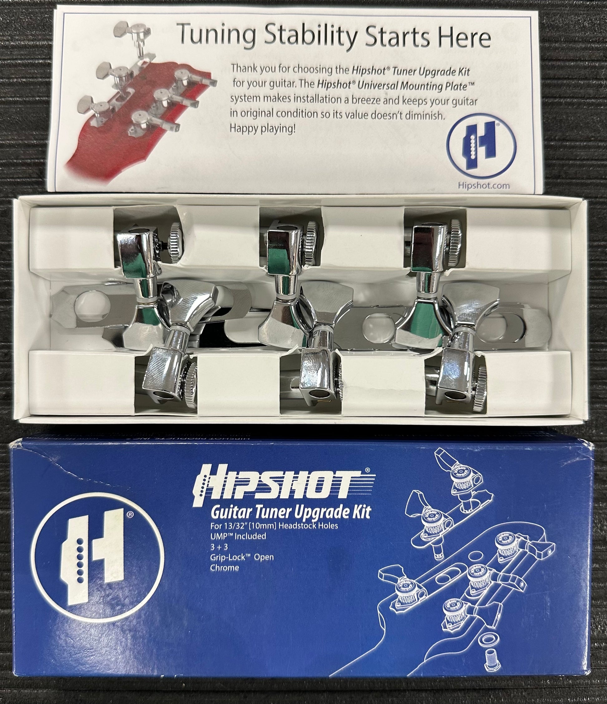 In box of Used Hipshot Guitar Tuner Upgrade Kit w/ Universal Mounting Plate 3x3 TSS4100