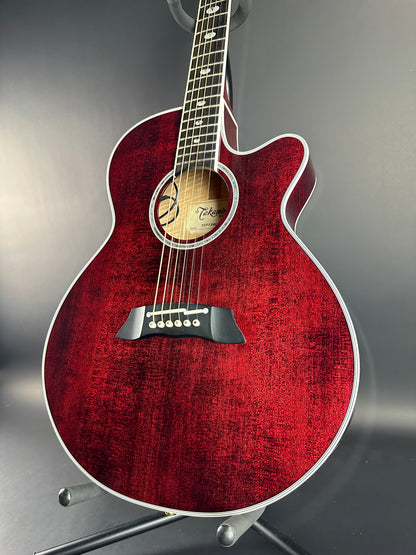 Front angle of Used Takamine TSP158C Red.