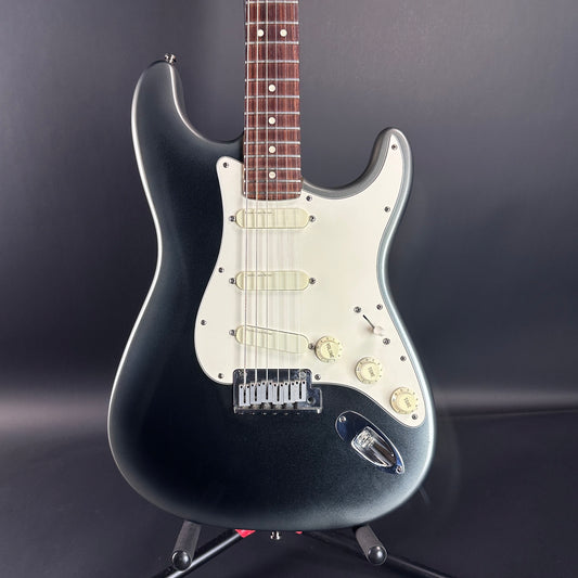 Front of Used 1993 Fender Strat Plus RW Black Pearl Burst.