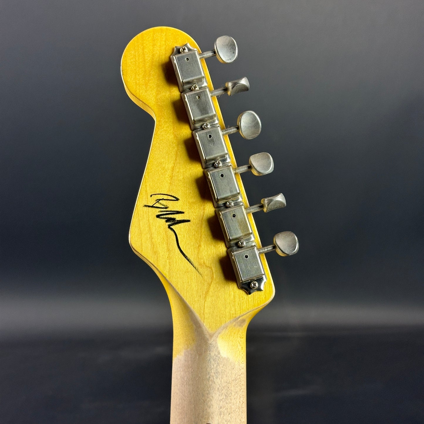 Back of headstock of Used Nash S-57 Black Alder Boat Neck.