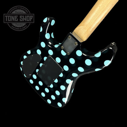 Back angle of Used Kramer Night Swan Blue Polka Dots.