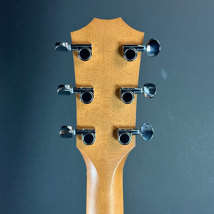 Back of headstock of Used Taylor BBTe Walnut.