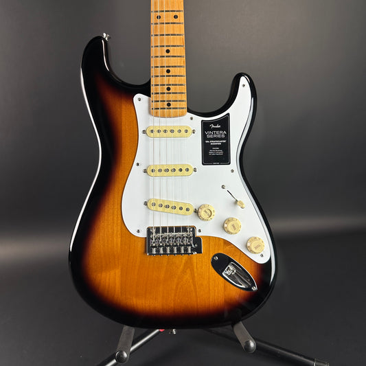 Front of Used Fender Vintera 50s Stratocaster Modified 2-Tone Burst.