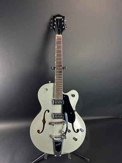 Full front of Used Gretsch G5126 Electromatic Silver Sparkle.