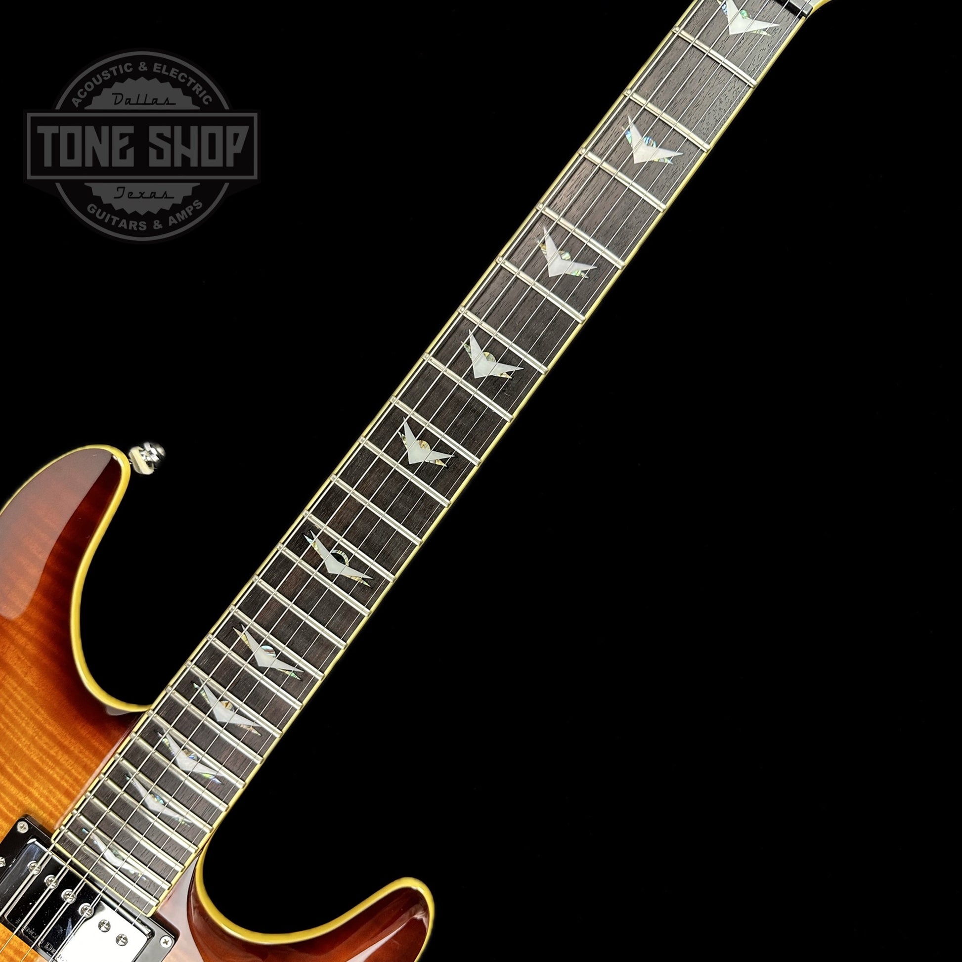 Fretboard of Used Schecter C1 Plus Diamond Sunburst.