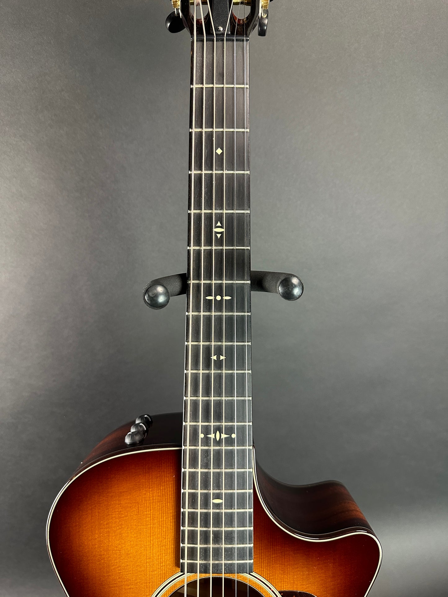 Fretboard of Used Taylor 512ce Ltd Koa/Cedar 12 Fret.