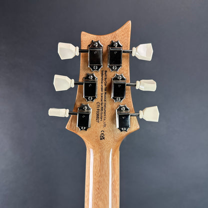 Back of headstock of Used PRS SE McCarty 594 Blue.