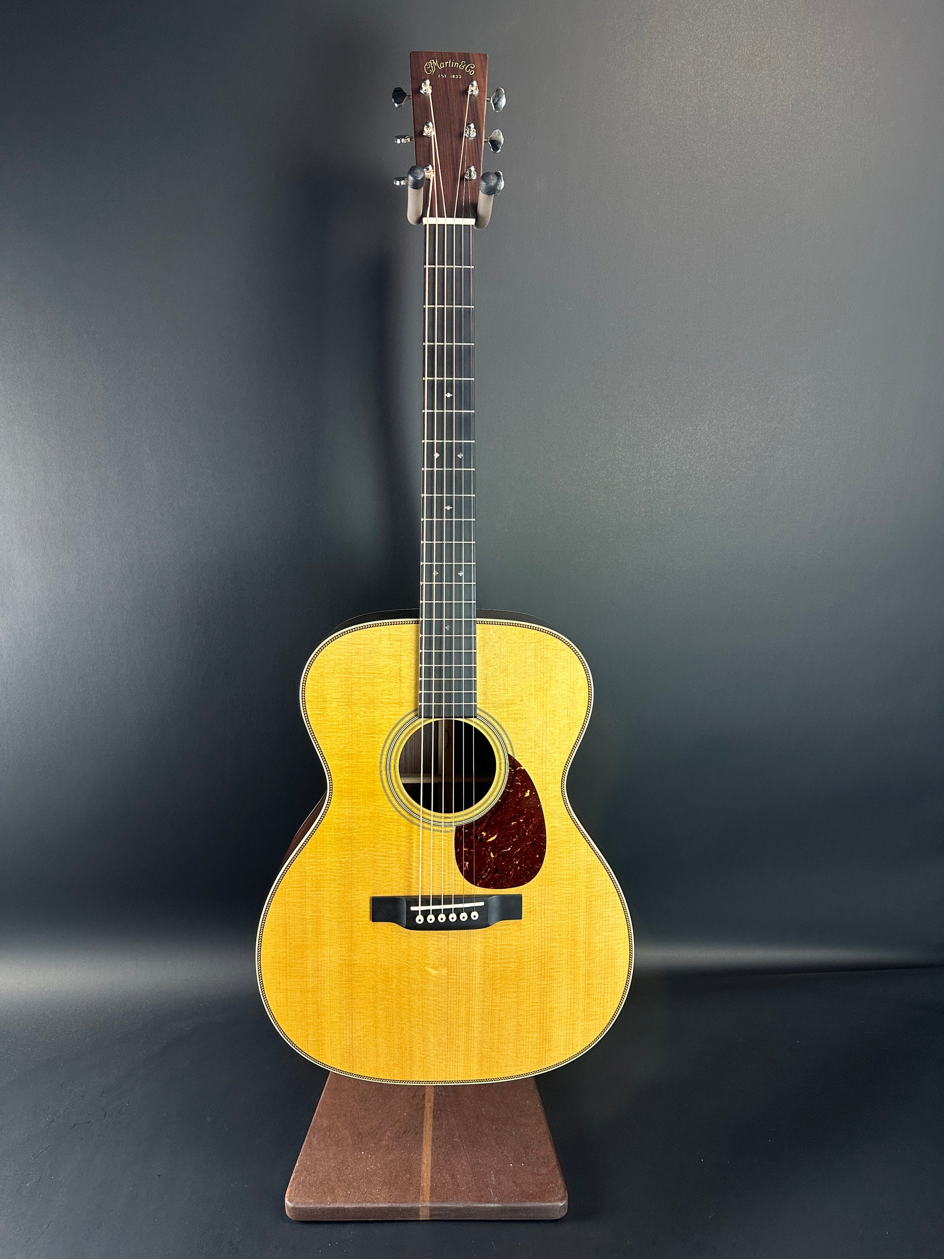 Full front of Used Martin OM-28 Natural.