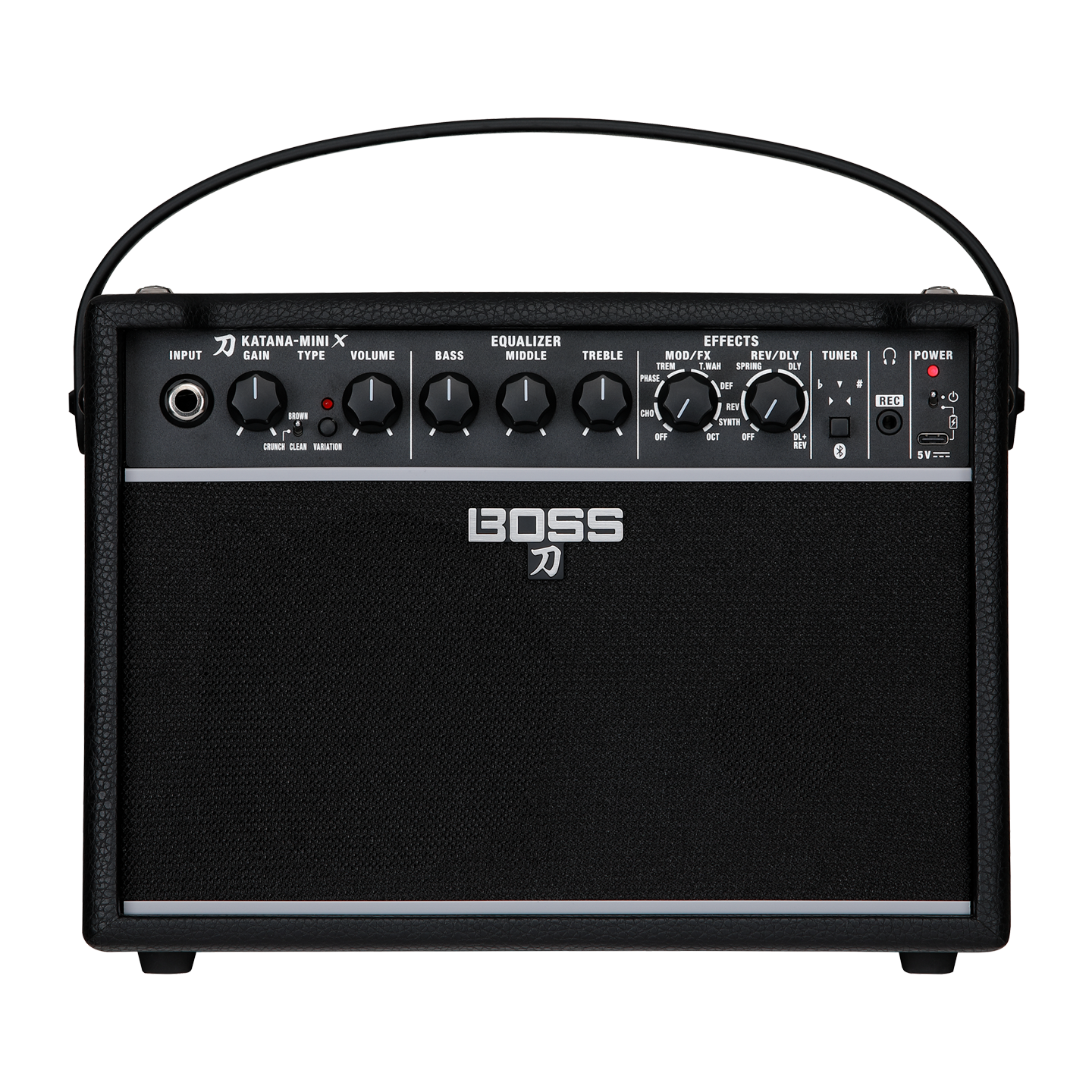 Front of Boss Katana Mini X 10W Guitar Amplifier.